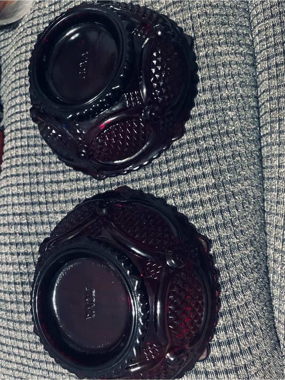 Set 2 VINTAGE Avon 1876 Cape Cod Ruby Red Glass  Bowls